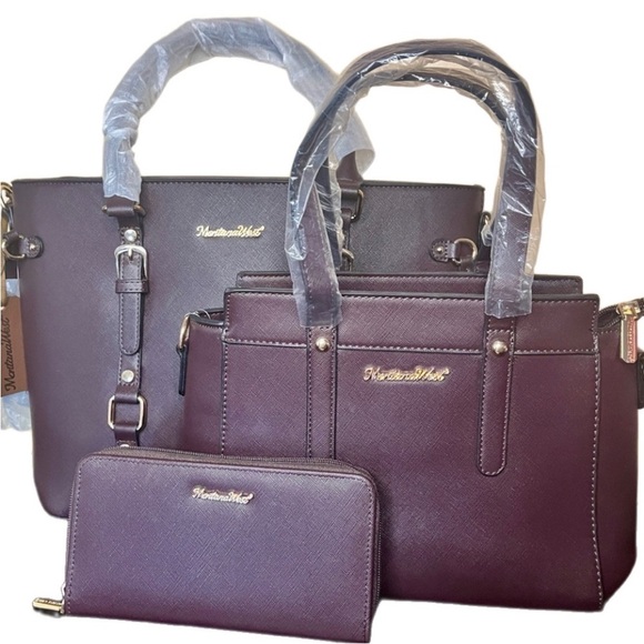 Montana West Handbags - Montana West 3 Pc Bag Set in Maroon